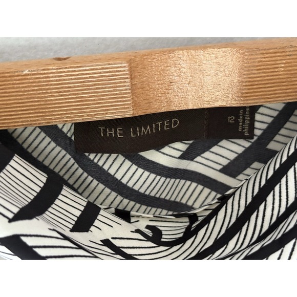 The Limited Womens Ladies Black White Cap Sleeve Knee Length Dress Size 12 - Picture 15 of 15